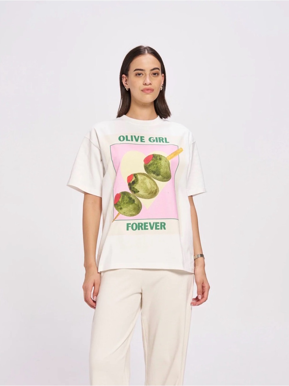 Olive Girl Forever Graphic Tee - White